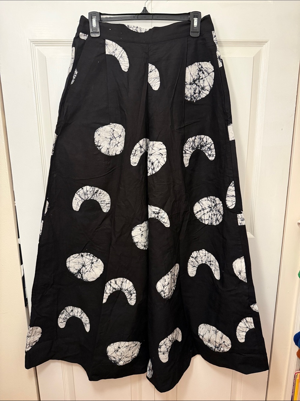 Black and White wide leg pant batik dyed